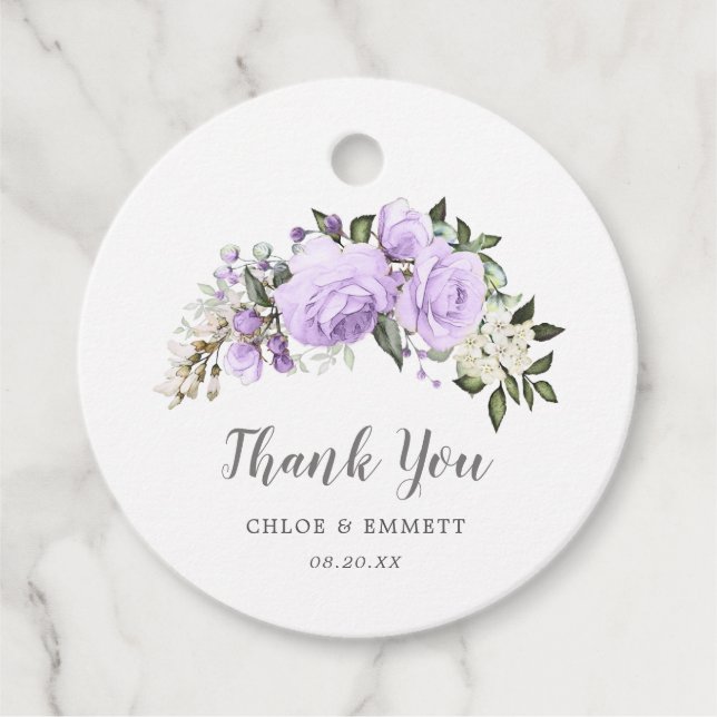 Étiquettes Cadeau Boho Purple Rose Floral Mariage Merci Favoriser (Devant)