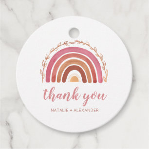 Étiquettes Cadeau Boho Rainbow Baby shower Merci Favoriser Tags