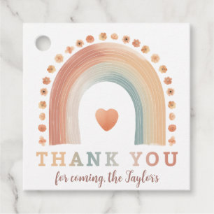 Étiquettes Cadeau Boho Rainbow Baby shower Merci Tags - Watercol