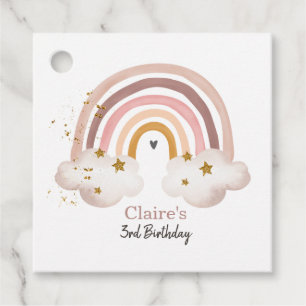 Étiquettes Cadeau Boho Rainbow Birthday Tag Pastel Neutral Modern