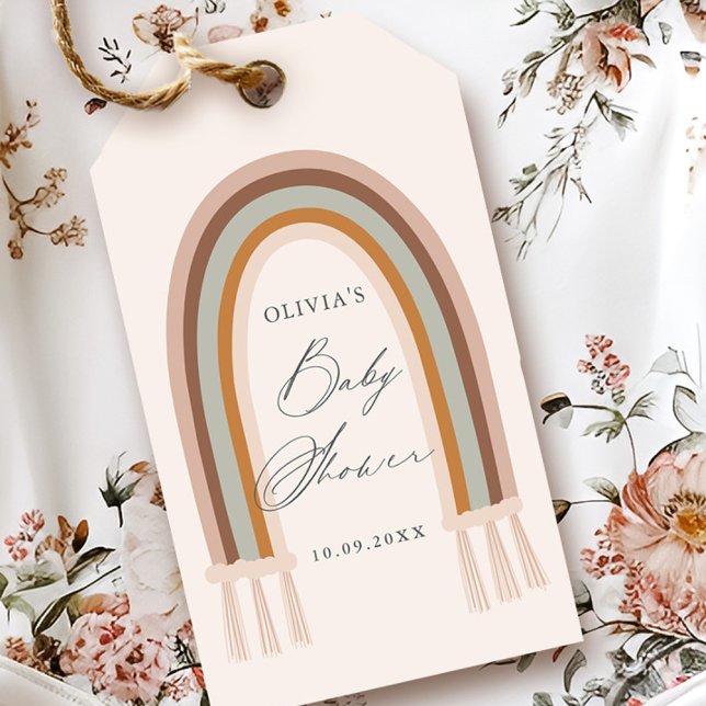 Étiquettes-cadeau Boho Rainbow Earth Tone Baby shower Favoriser (Boho Rainbow Earth Tone Baby Shower Favor Tags.)