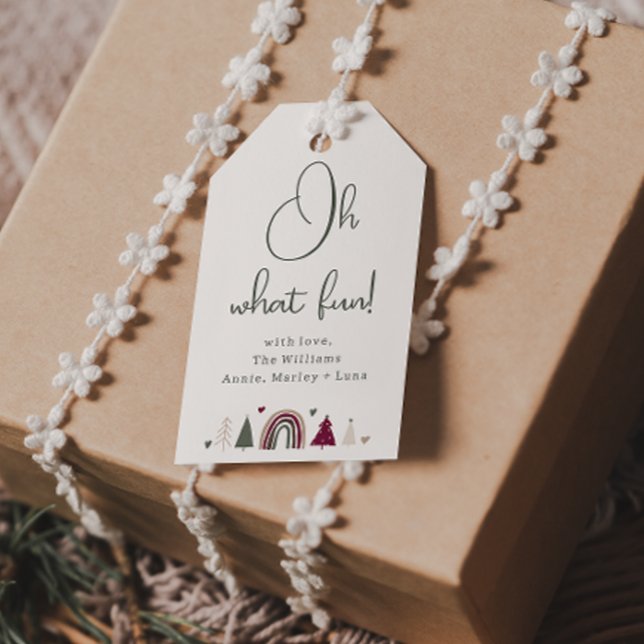 Étiquettes-cadeau Boho Rainbow & Hearts Oh What Fun Family Cadeau Ta (Créateur téléchargé)