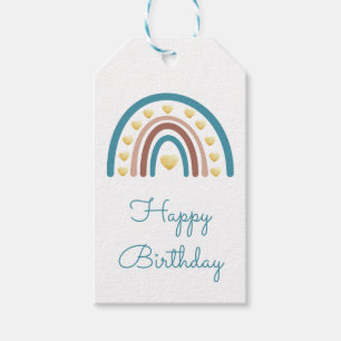 Étiquettes-cadeau Boho Rainbow Joyeux anniversaire Blue Boy Tags cad