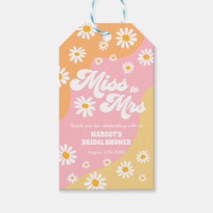 Étiquettes-cadeau Boho Rétro Années 70 Baby Shower Miss To Mrs Favor