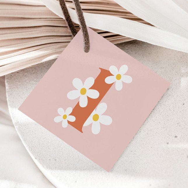 Étiquettes Cadeau Boho Retro Daisy 1er anniversaire Super (Créateur téléchargé)