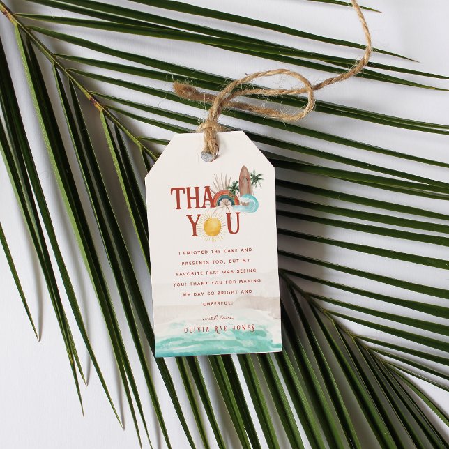 Étiquettes-cadeau Boho Rétro Été Surf | Merci  (Créateur téléchargé)
