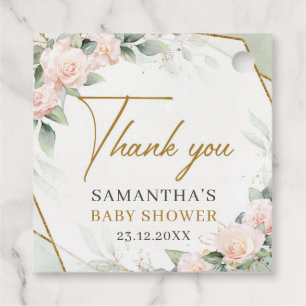 Étiquettes Cadeau Boho roses rose rousse baby shower cadre or