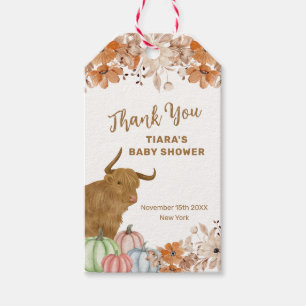 Étiquettes-cadeau Boho Rustique Boho Floral Highland Baby shower de