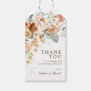 Étiquettes-cadeau Boho Rustique Brûlé Orange Floral Mariage Faveurs