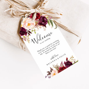 Étiquettes-cadeau Boho rustique coloré Mariage Floral Bienvenue