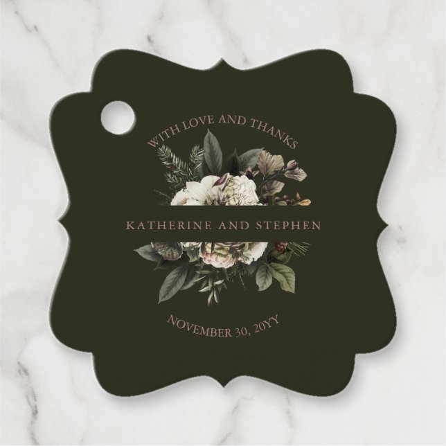 Étiquettes Cadeau Boho Rustique Dusty rose Mariage Floral Merci F (Devant)