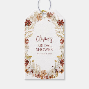 Étiquettes-cadeau Boho Rustique Floral Bordeaux Enterrement de Vie d