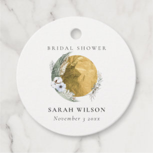 Étiquettes Cadeau Boho Saga Or Gold Couronne Florale Shower de Maria