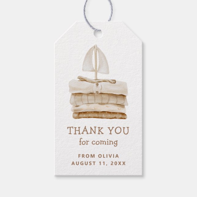 Étiquettes-cadeau Boho Sailboat Toy | Favori du parti Anniversaire d (Devant)