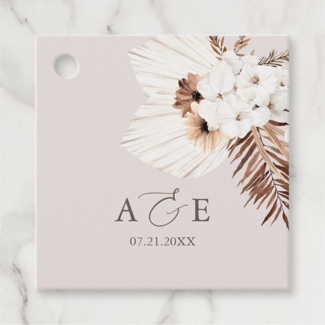 Étiquettes Cadeau Boho séché Palm Feuille Mariage (Devant)