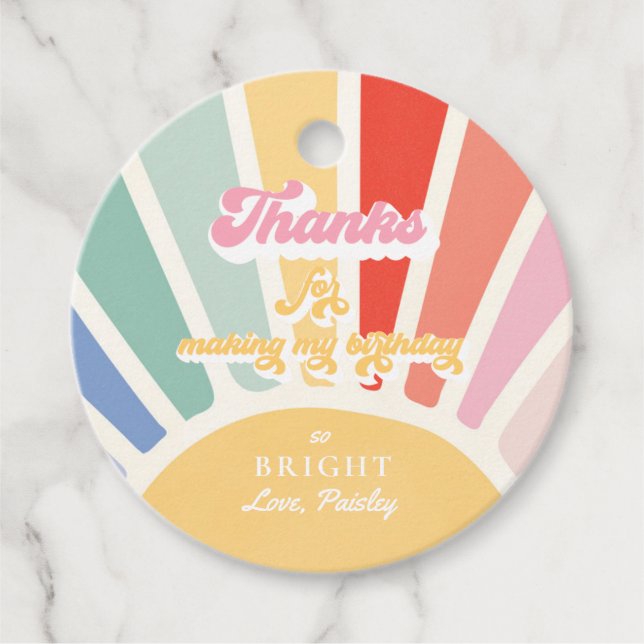 Étiquettes Cadeau Boho Sunshine 1er Voyage Autour Du Soleil Annivers (Devant)