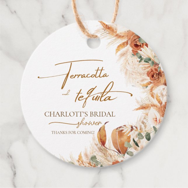 Étiquettes Cadeau Boho Terracotta and Tequila Bridal Shower (Devant)