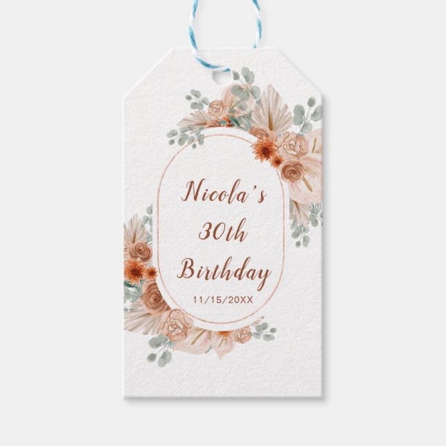 Étiquettes-cadeau Boho Terracotta Pampas Grass (Devant)