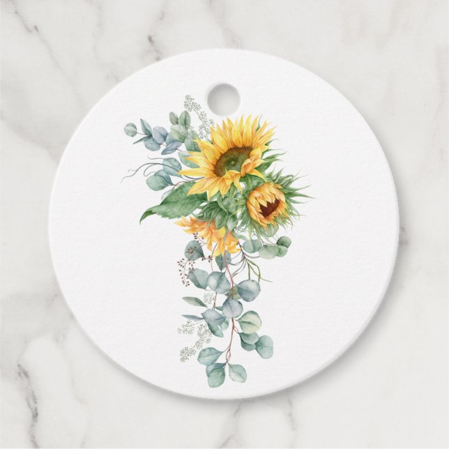 Étiquettes Cadeau Boho tournesol eucalyptus (Devant)