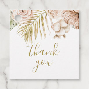 Étiquettes Cadeau Boho Tropical Floral et Palmier merci