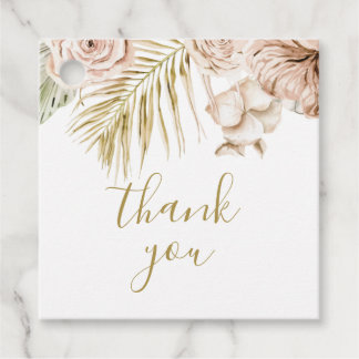 Étiquettes Cadeau Boho Tropical Floral et Palmier merci