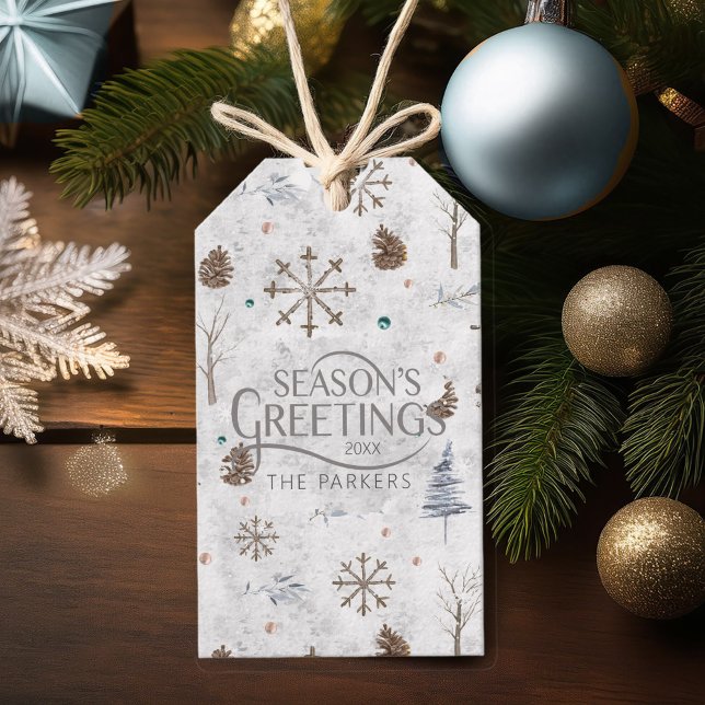 Étiquettes-cadeau Boho Twigs & Pinecone Christmas ID986 (Créateur téléchargé)