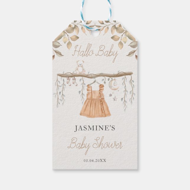 Étiquettes-cadeau Boho Vêtements fille Baby shower Merci (Dos)