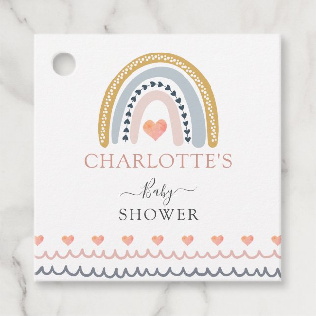 Étiquettes Cadeau Boho Watercolor Rainbow Baby shower Cadeau (Devant)