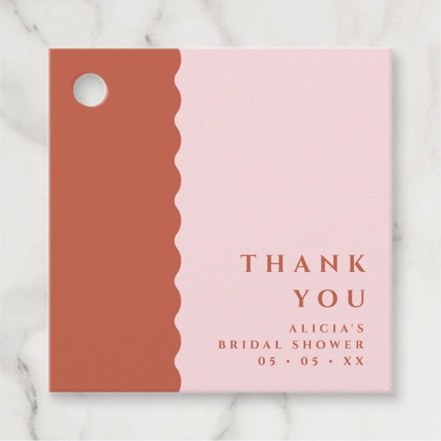 Étiquettes Cadeau Boho Wavy Terracotta & Baby shower de Merci (Devant)