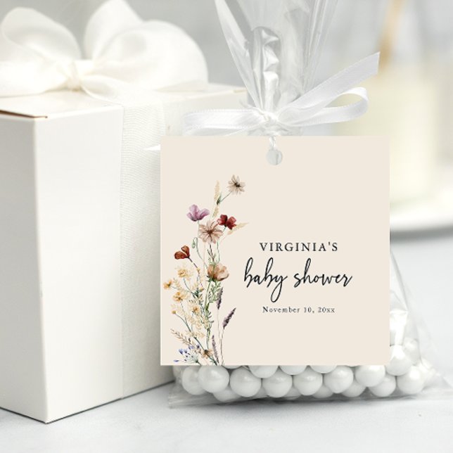 Étiquettes Cadeau Boho Wildflower (Boho Wildflower Baby Shower Favor Tags
)