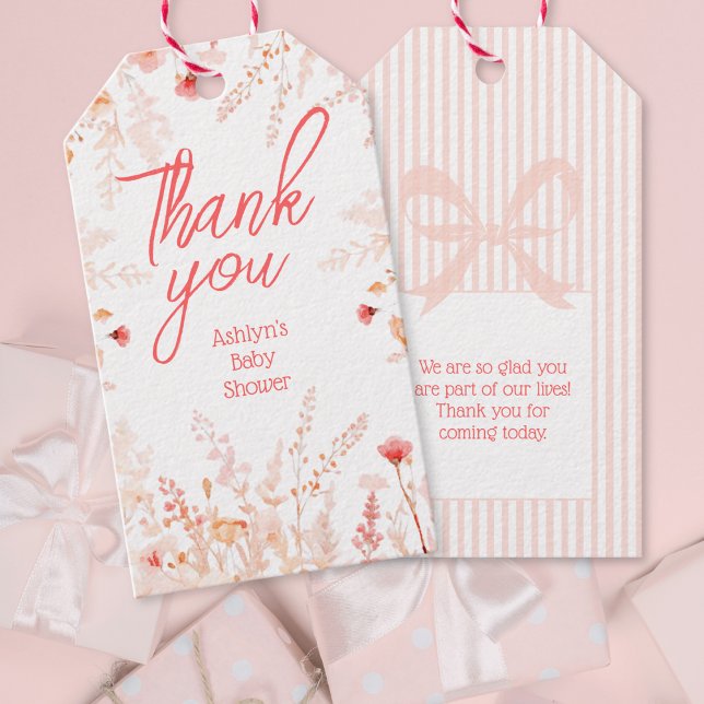 Étiquettes-cadeau Boho Wildflower Baby Shower Thank You Favor  (Créateur téléchargé)