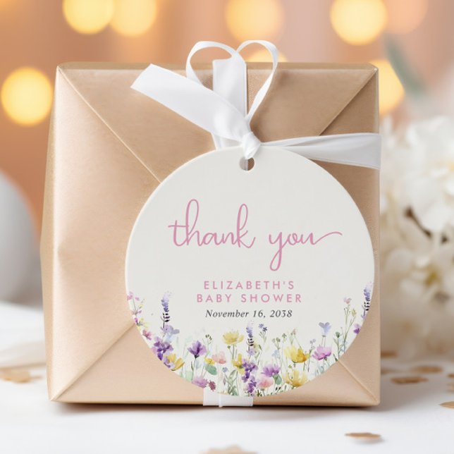 Étiquettes Cadeau Boho Wildflower Watercolor Baby Shower Thank You (Boho Wildflower Watercolor Baby Shower Thank You Favor Tags)