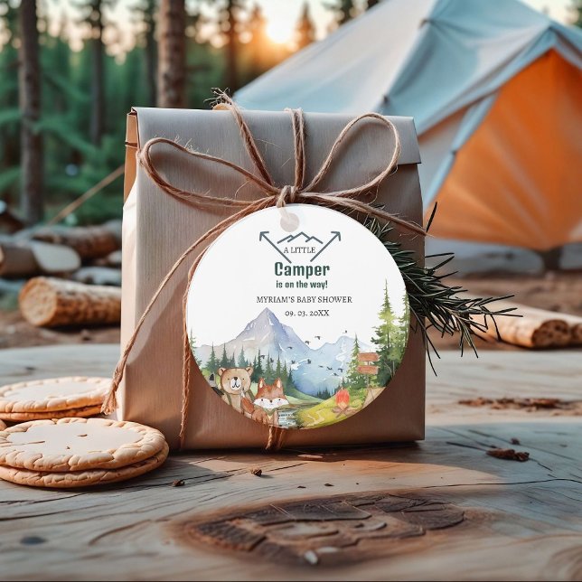 Étiquettes Cadeau Bois Animaux Aventure Camper Baby shower (Créateur téléchargé)