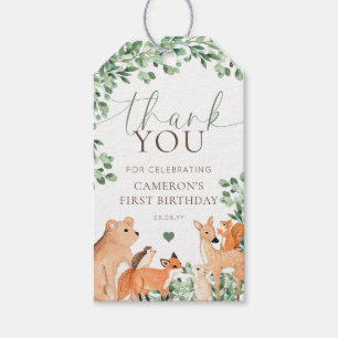 Étiquettes-cadeau Bois Animaux Blanc Anniversaire Favoriser