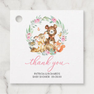 Étiquettes Cadeau Bois Animaux Végétation Baby shower Merci