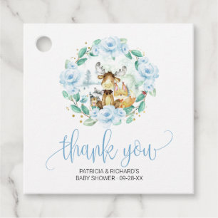 Étiquettes Cadeau Bois Baby shower de verdure fleurie Merci