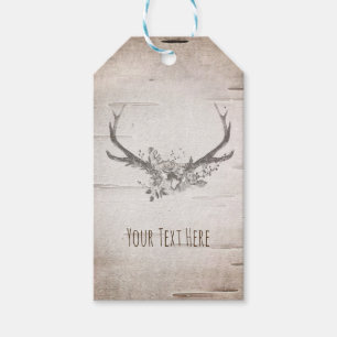 Étiquettes-cadeau Bois de cerf & Bouleau Faveur de mariage vintage