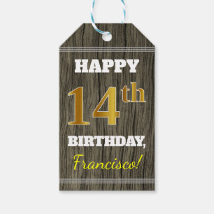 Étiquettes-cadeau Bois de Faux, anniversaire d'or de Faux 14ème +