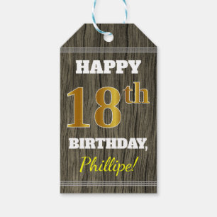 Étiquettes-cadeau Bois de Faux, anniversaire d'or de Faux 18ème +
