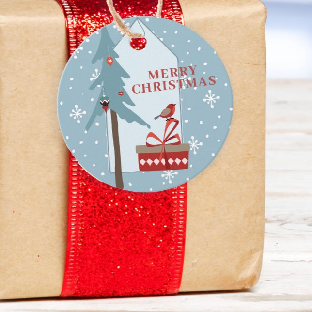 Étiquettes Cadeau Bois d'hiver arbre rustique Joyeux Noël (Créateur téléchargé)