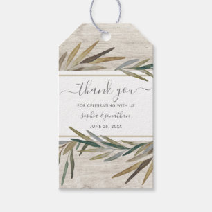 Étiquettes-cadeau Bois rustique Botanique Aquarelle Mariage Merci
