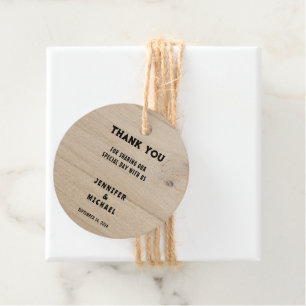 Étiquettes Cadeau Bois rustique mariage campagnard rural Merci
