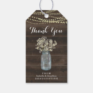 Étiquettes-cadeau Bois rustique & Merci Mariage de respiration pour