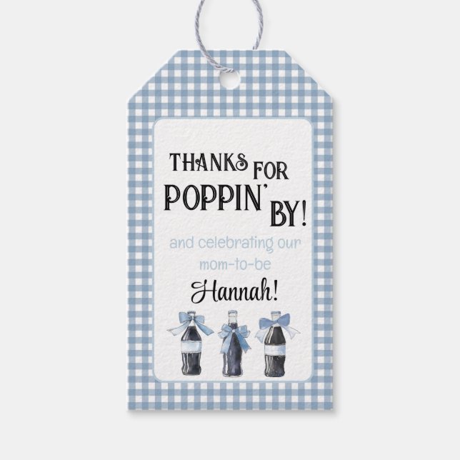 Étiquettes-cadeau Boisson gazeuse bébé bleu prête à éclater  (Devant)