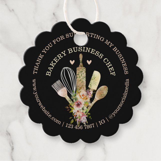 Étiquettes Cadeau Boîte noire Pâtisserie Restauration boulangerie Ch (Devant)