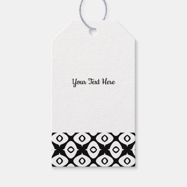 Étiquettes-cadeau Bold Black and White Symmetrical Arabesque Pattern (Devant)