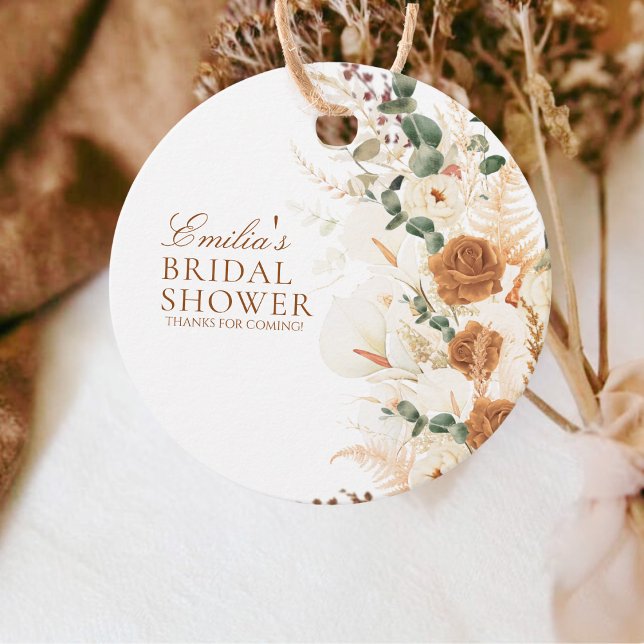 Étiquettes Cadeau Bold Boho Calla Lilies Floral Round (Créateur téléchargé)