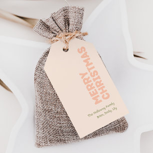 Étiquettes-cadeau Bold Modern Coral Joyeux Noël Famille Tags cadeaux