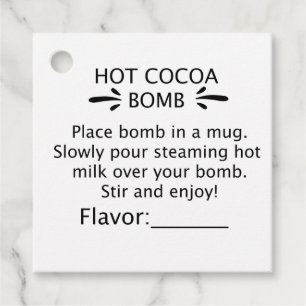 Étiquettes Cadeau Bombe à cacao chaud Balises de saveur, sens, instr