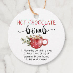 Étiquettes Cadeau Bombe de chocolat chaud aquarelle mignonne